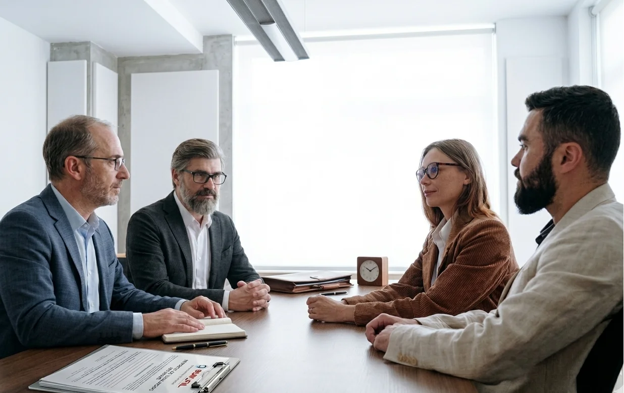 Asesor preparando respuesta a fiscalización SUNAFIL con documentación